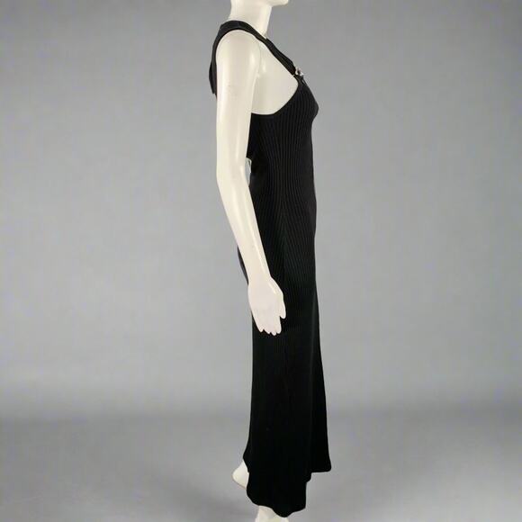 LOEWE Size M -Anagram- Black Cotton Ribbed Halter Dress - Picture 3 of 7